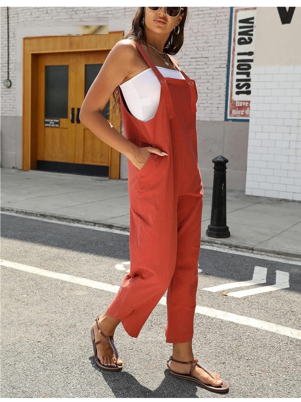 Rust Red Relaxed Overalls - Picture 6 of 6